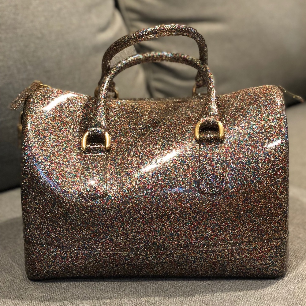 Furla Rubber Candy Multicolor Glitter Satchel